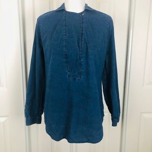 Ann Taylor LOFT Blue light denim-like button top M